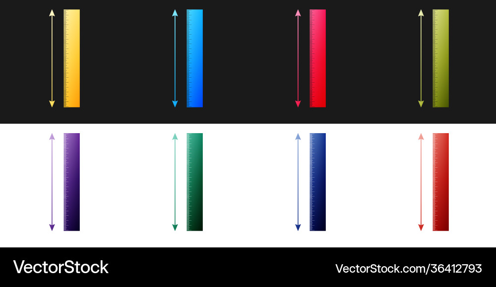 Set the measuring height and length icon isolated Set the measuring height and length icon isolated vector image