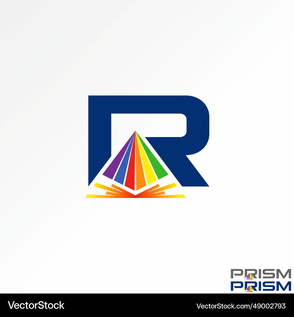 Stock initial r font with pyramid prism colors Vector Image