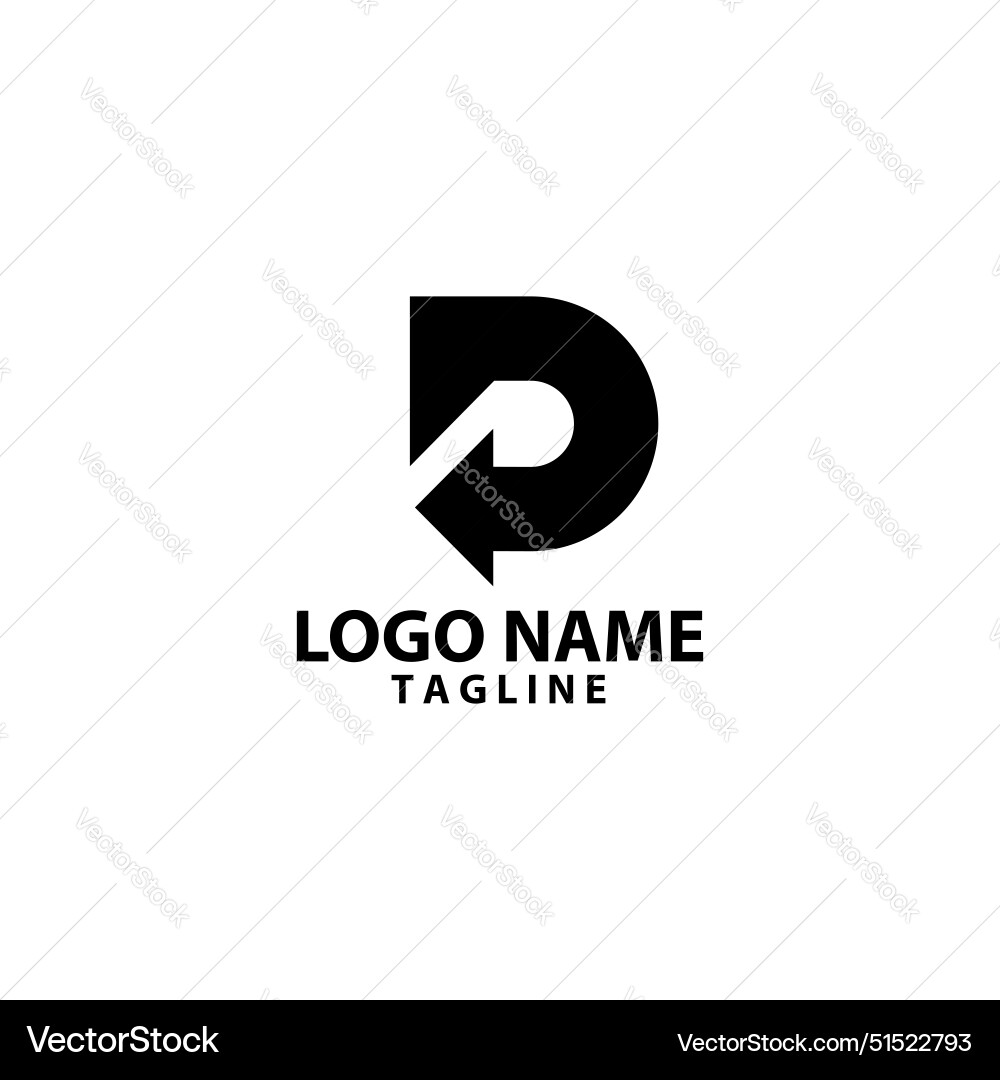 Stylish D Arrow Logo Vector Image