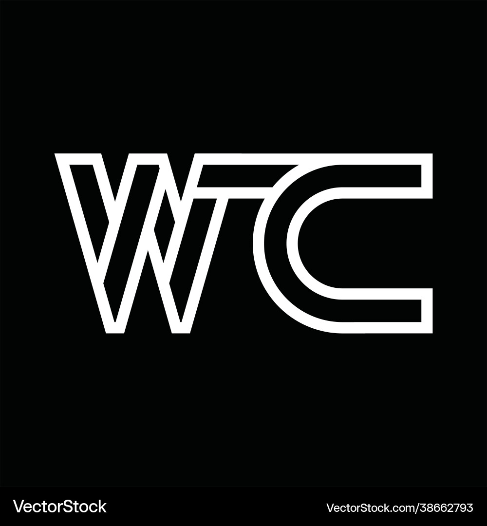 Wc logo monogram with line style negative space Wc logo monogram with line style negative space Vector Image