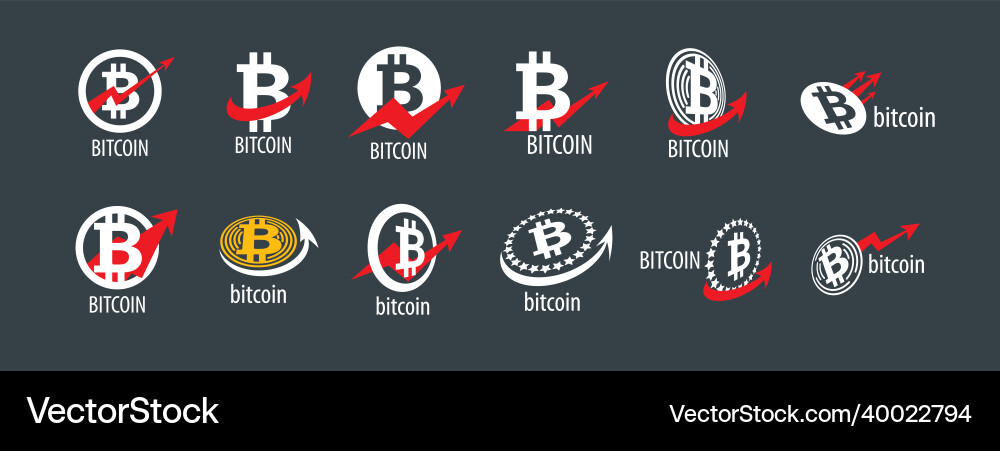 A set of logos with an image bitcoin Vector Image