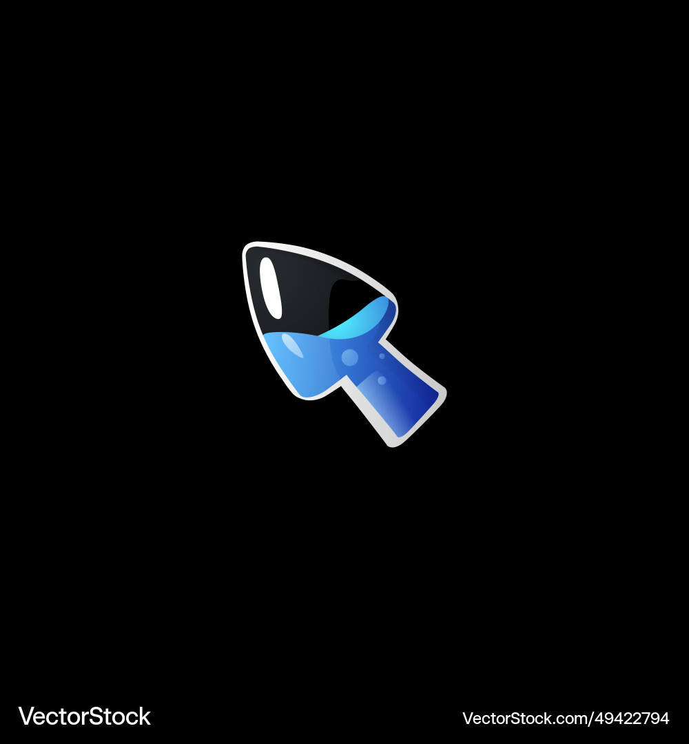 Arrow button in the form of glass flask half Arrow button in the form of glass flask half vector image