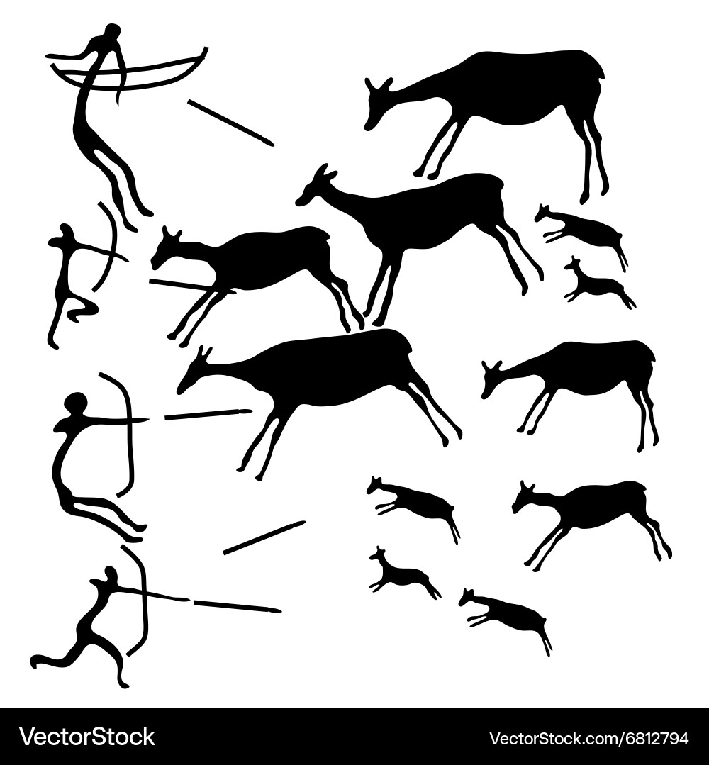 Background with a petroglyphic ancient fresco abou vector image