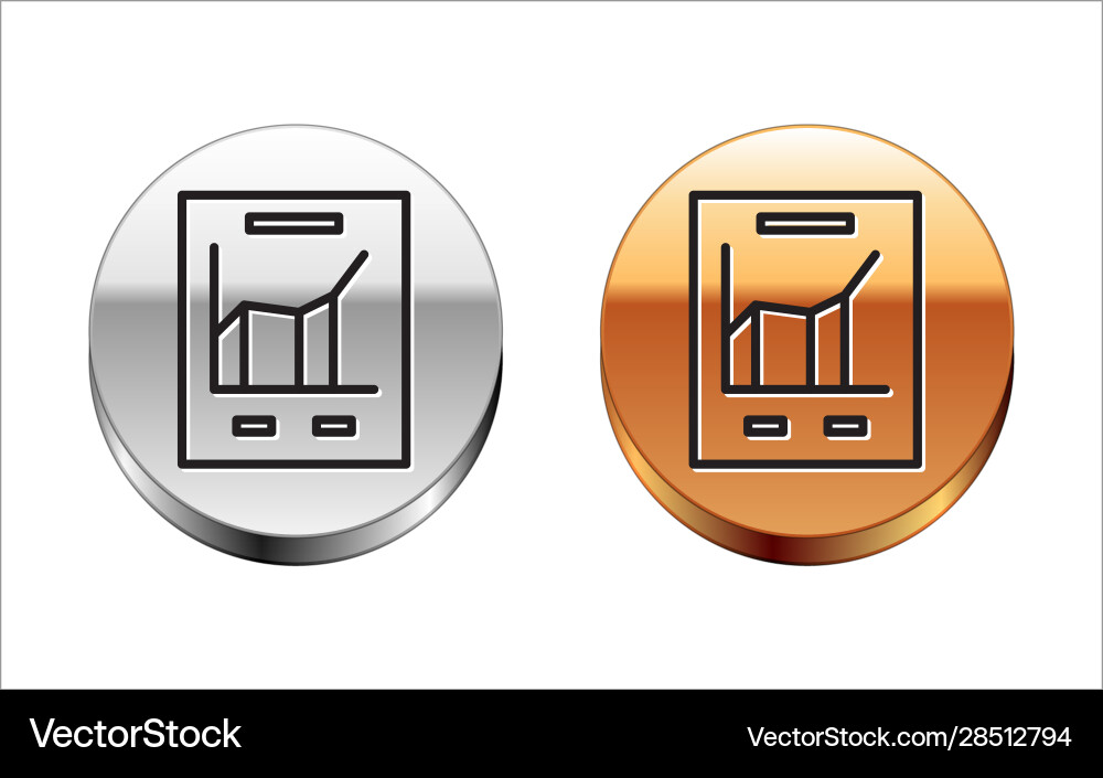 Black line document with graph chart icon isolated Black line document with graph chart icon isolated vector image