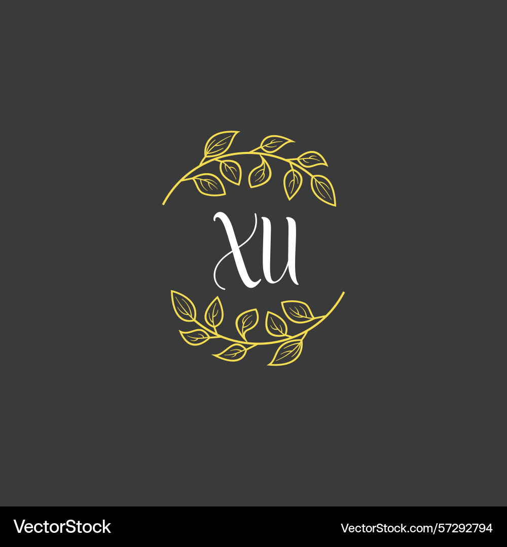 Botanical monogram logos with initial xu Botanical monogram logos with initial xu Vector Image