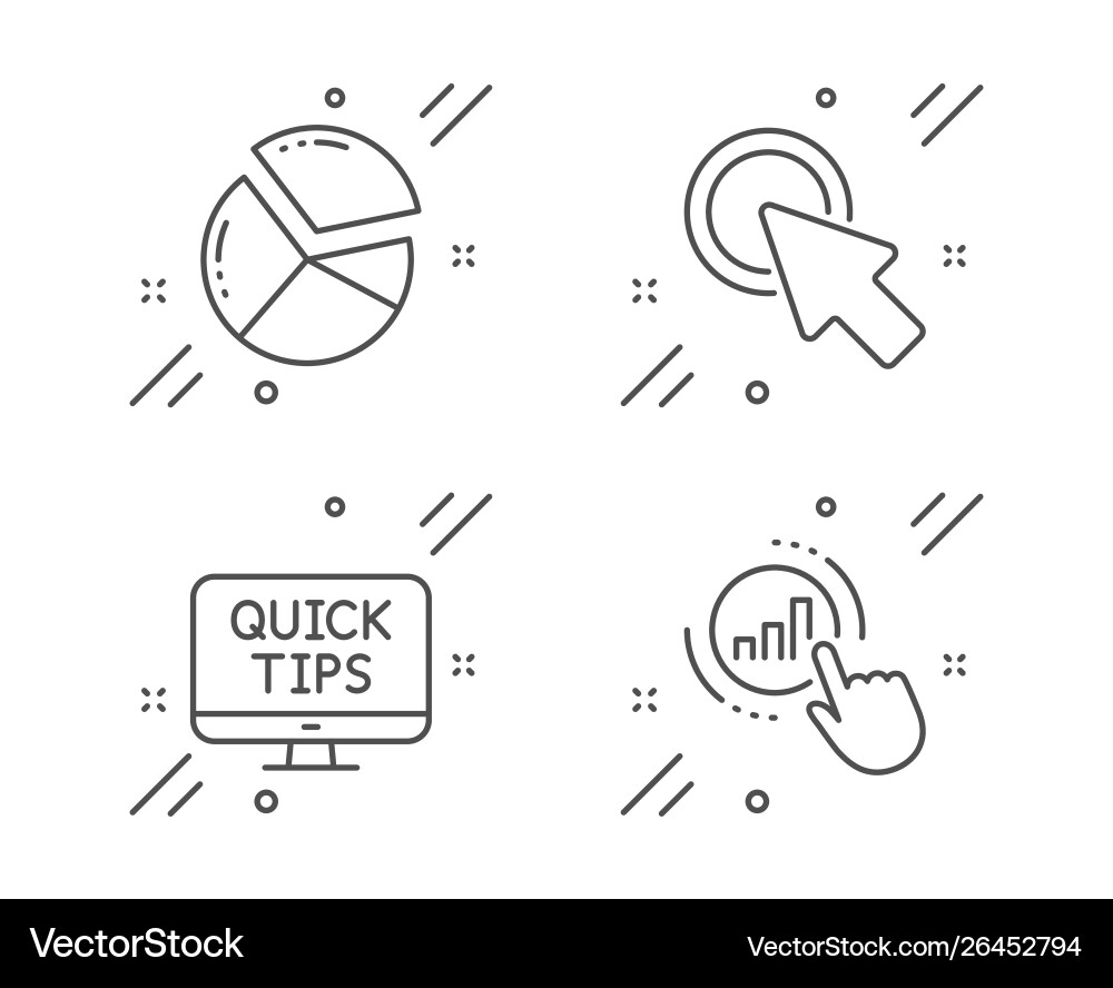 Click here pie chart and web tutorials icons set Click here pie chart and web tutorials icons set vector image