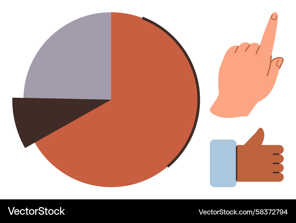 Data Analysis Pie Chart with Gestures Vector Image