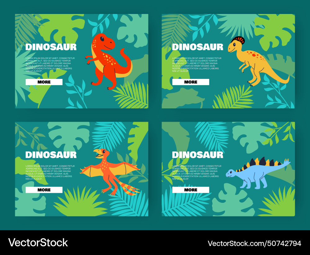 Dinosaur web design different types of dino Vector Image
