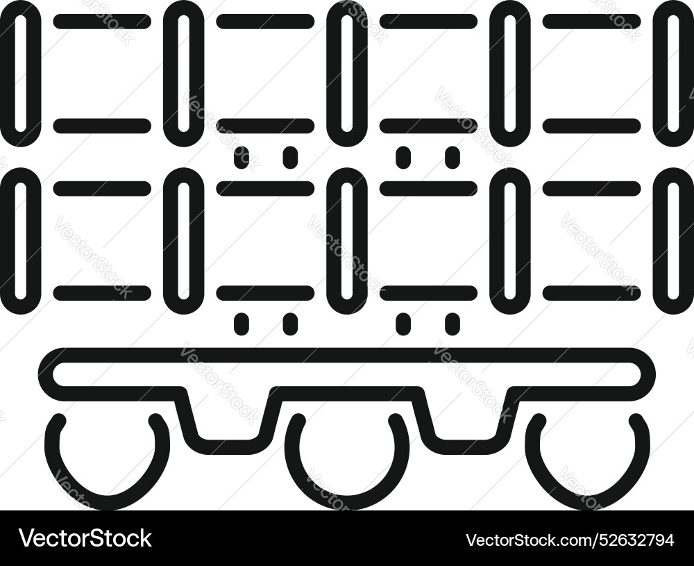 Empty railway platform waggon standing on rails Empty railway platform waggon standing on rails Vector Image