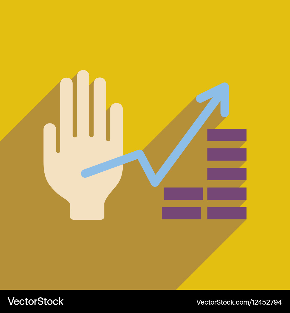 Flat web icon with long shadow hand graph vector image