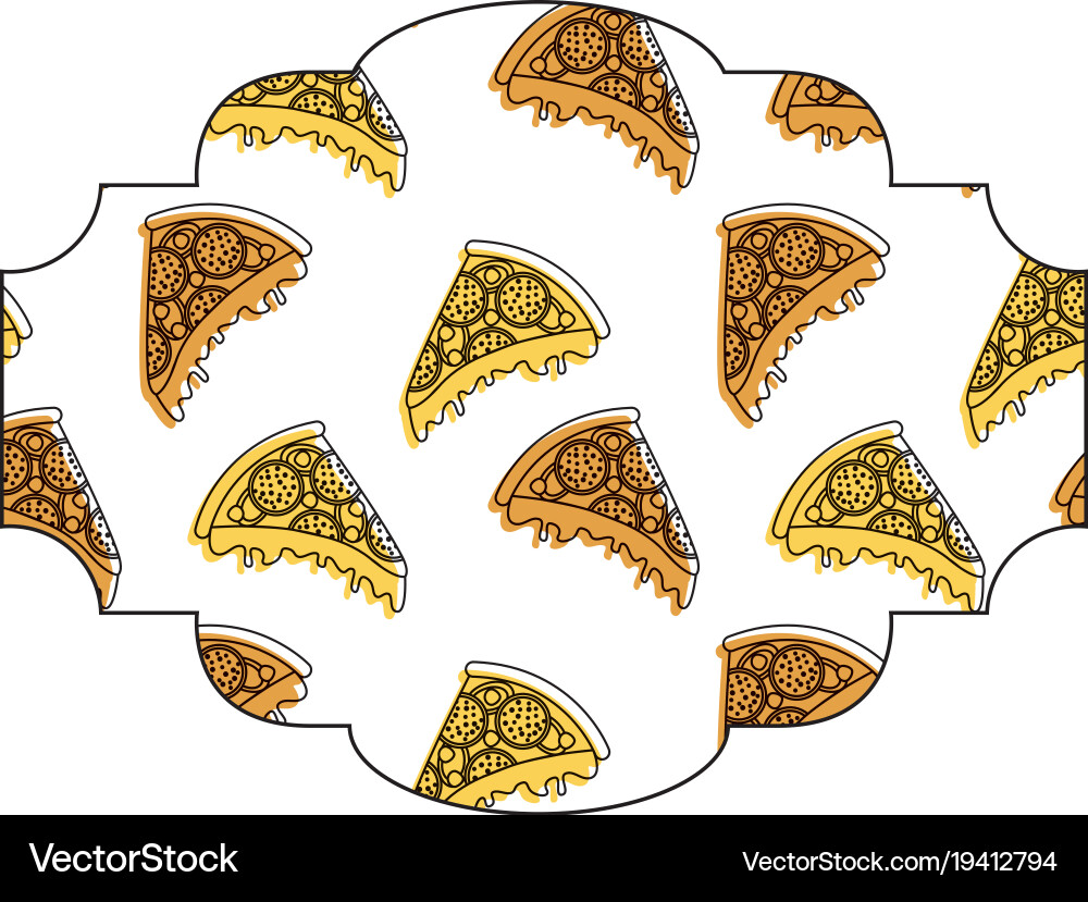 Frame with pizza pattern background Vector Image