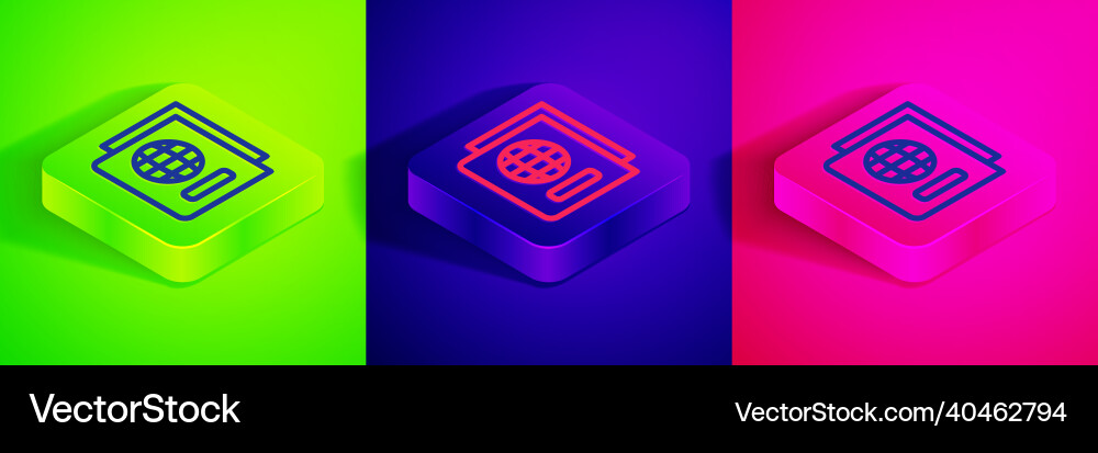 Isometric line passport with biometric data icon Isometric line passport with biometric data icon Vector Image