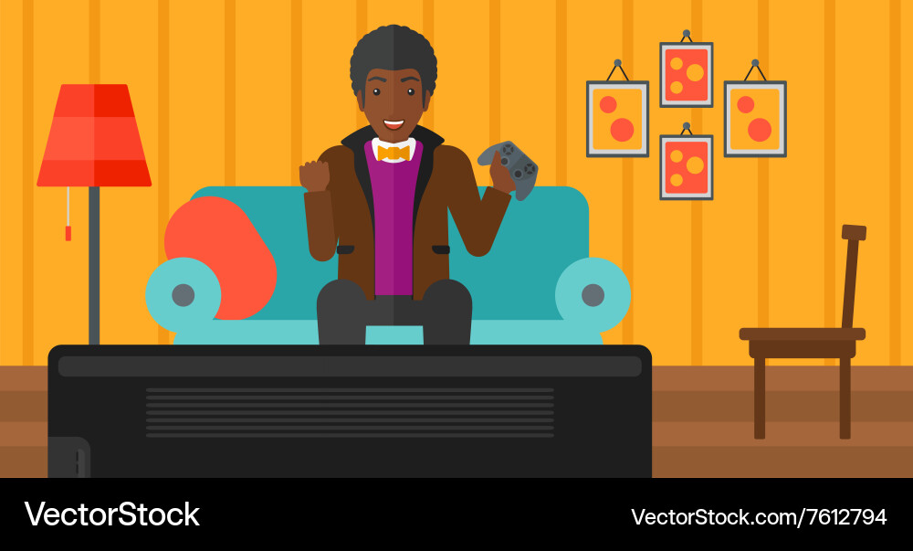 Man playing video game vector image