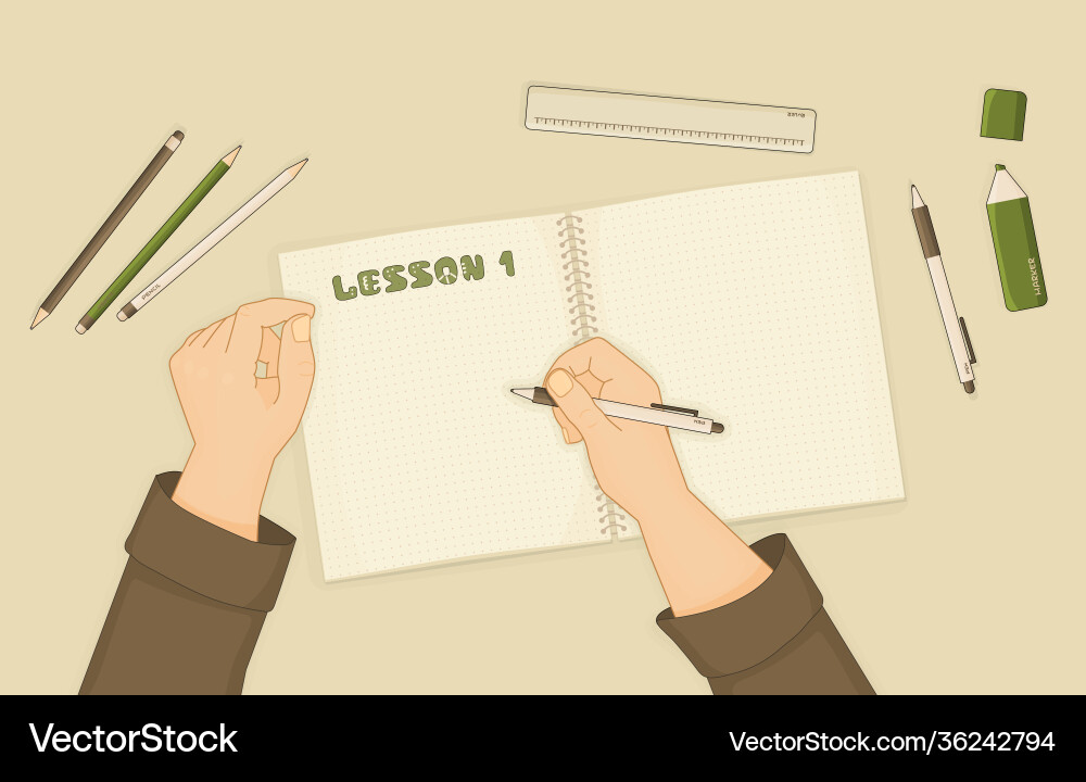 Notebook or exercise book for summary notes pen Notebook or exercise book for summary notes pen vector image