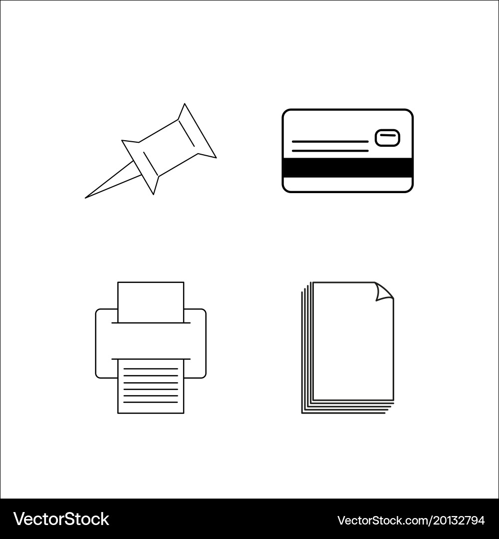 Office simple linear icon setsimple outline icons vector image