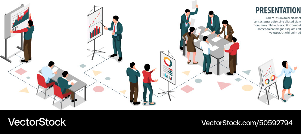 Presentation isometric infographics Royalty Free Vector
