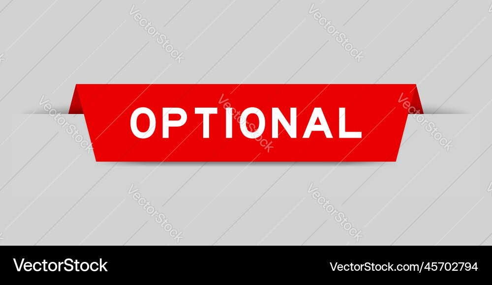 Red color inserted label with word optional Red color inserted label with word optional vector image