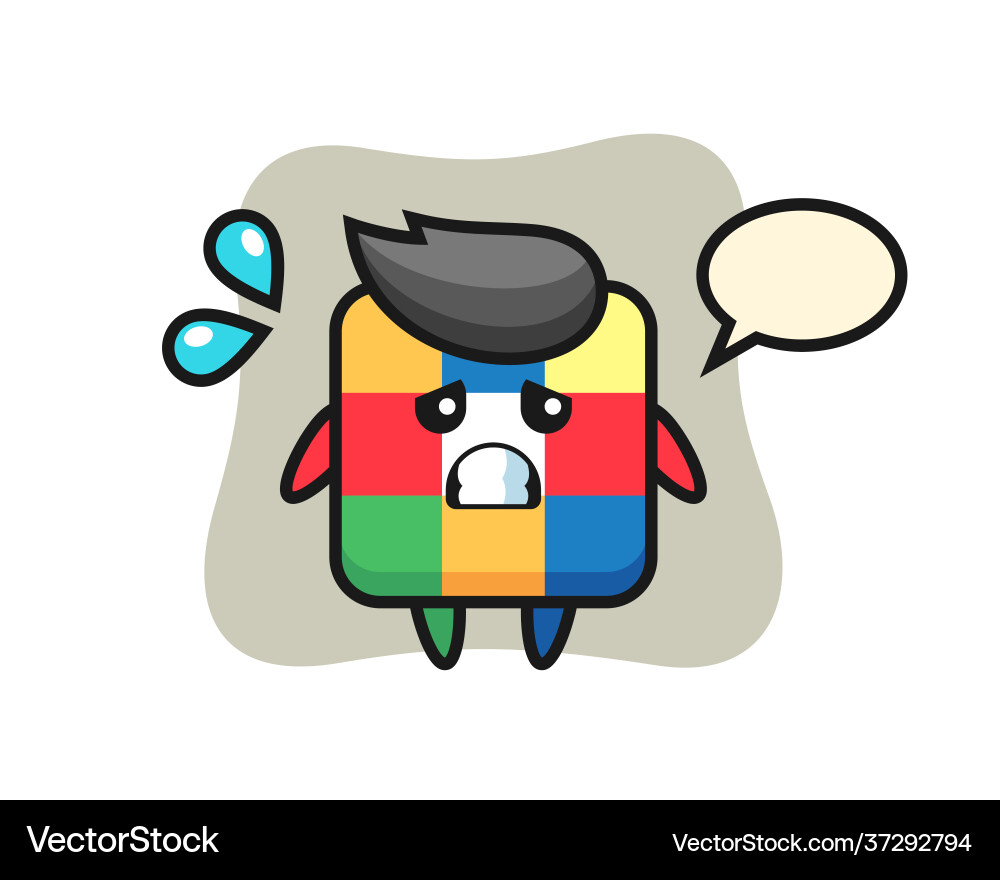 Rubik cube mascot character with afraid gesture Vector Image