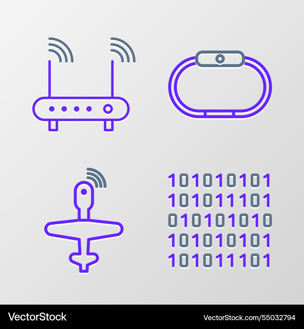 Set line binary code uav drone smartwatch Set line binary code uav drone smartwatch vector image