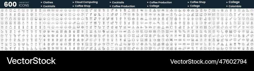Set of 600 thin line icons in this bundle include Set of 600 thin line icons in this bundle include vector image