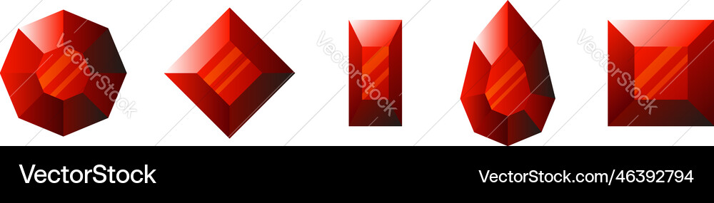 Set of red ruby diamonds Set of red ruby diamonds Vector Image
