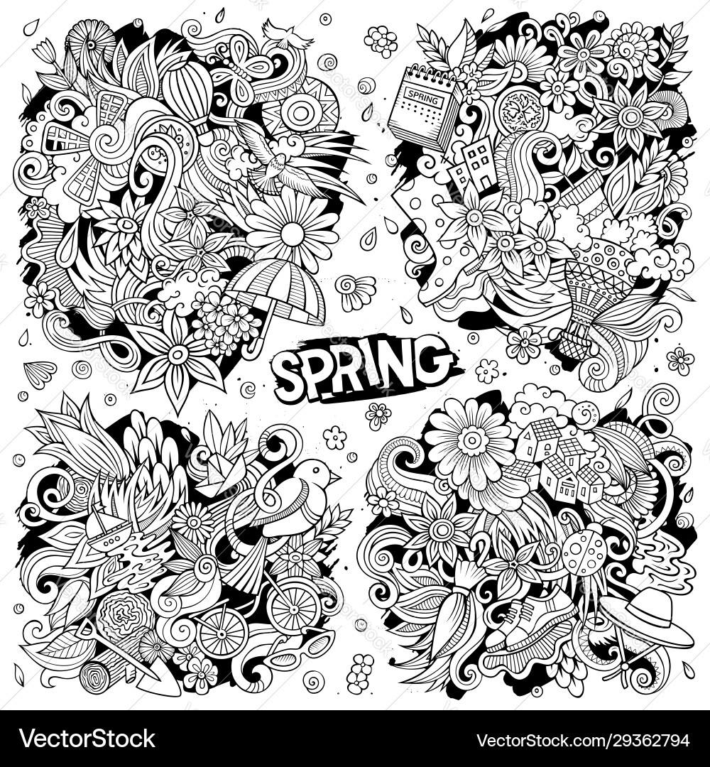 Set spring combinations objects and elements Set spring combinations objects and elements Vector Image