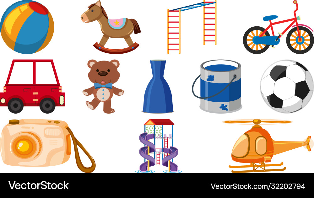 Set various objects cartoon Vector Image