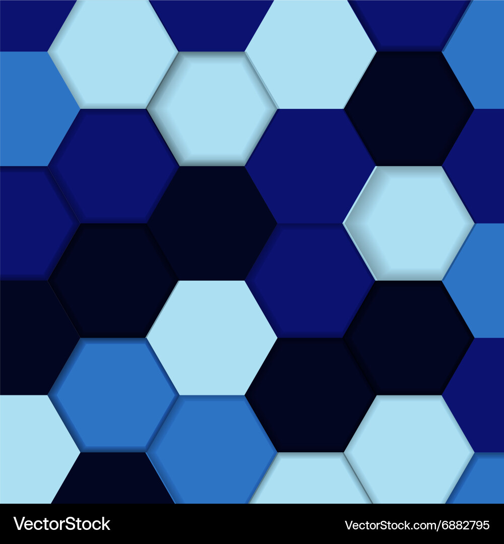 Abstract blue background with hexagons and shadows vector image