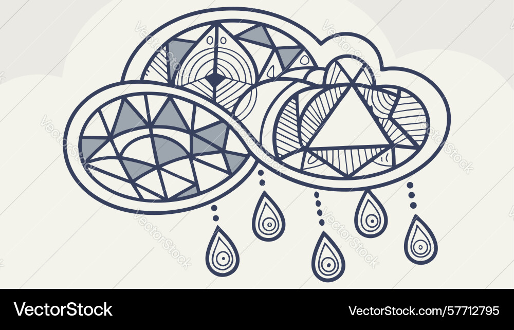 Abstract cloud with intricate geometric patterns vector image