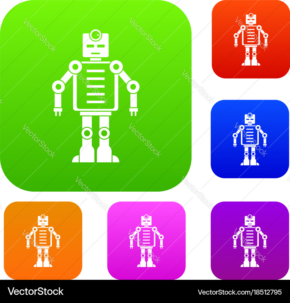 Artificial intelligence robot set color collection Artificial intelligence robot set color collection vector image