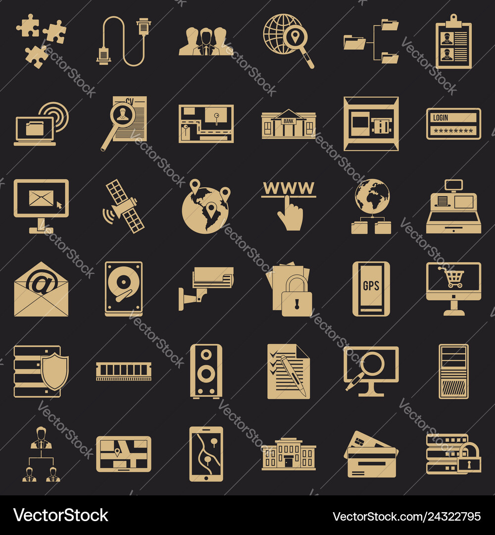 Data security icons set simple style Data security icons set simple style vector image