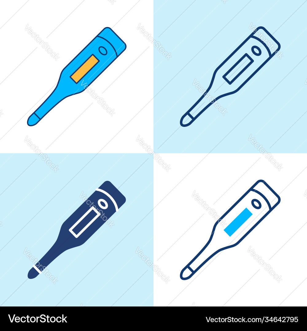 Digital thermometer icon set in line style Digital thermometer icon set in line style vector image