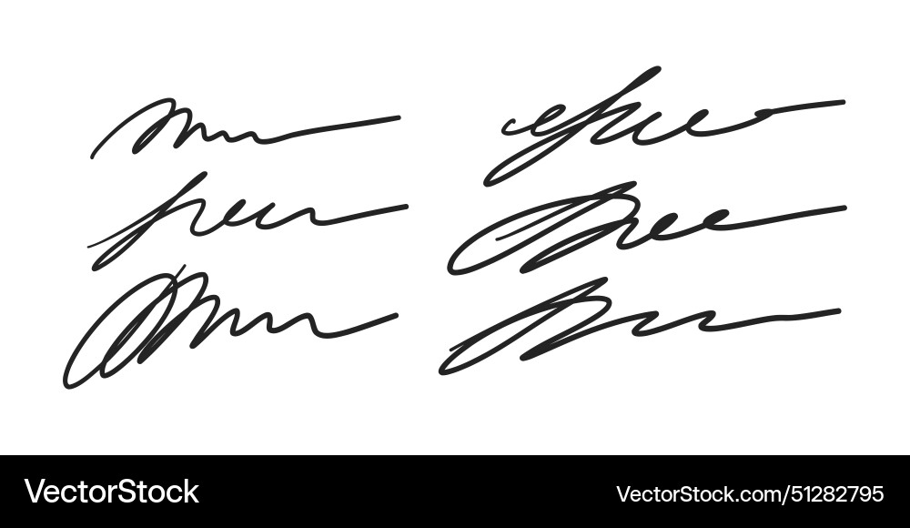 Fake set of autograph samples handwritten Fake set of autograph samples handwritten vector image