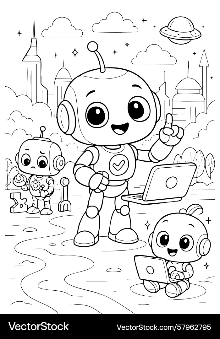 Futuristic Robots Playing Vector Image