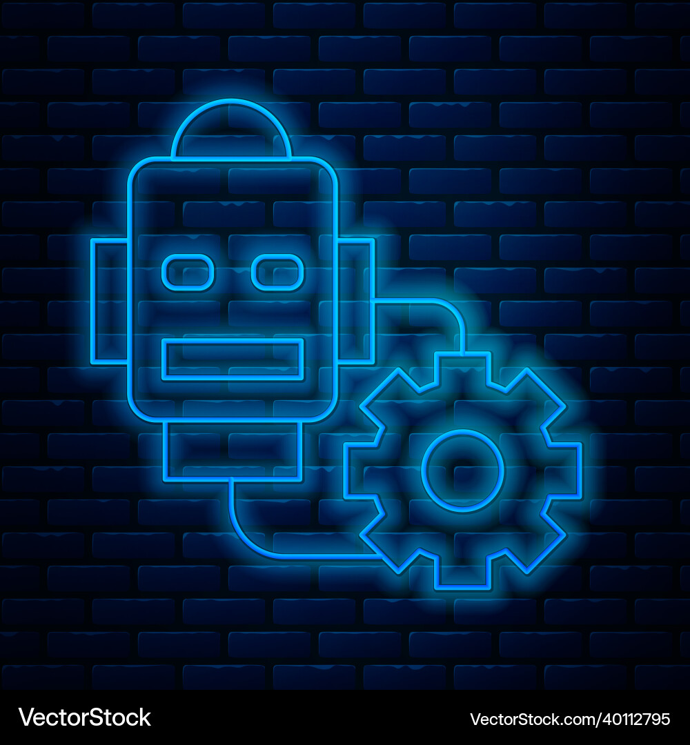Glowing neon line robot setting icon isolated Glowing neon line robot setting icon isolated vector image
