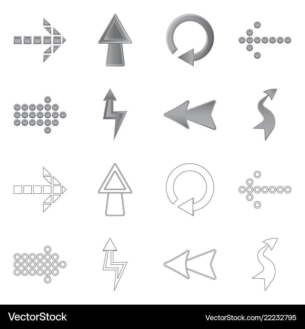 Isolated object of element and arrow sign set Isolated object of element and arrow sign set vector image