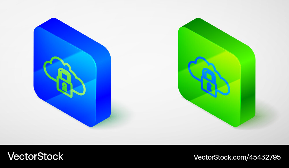 Isometric line cloud computing lock icon isolated Isometric line cloud computing lock icon isolated vector image