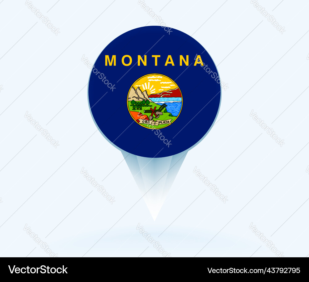 Map pointer with flag of montana vector image