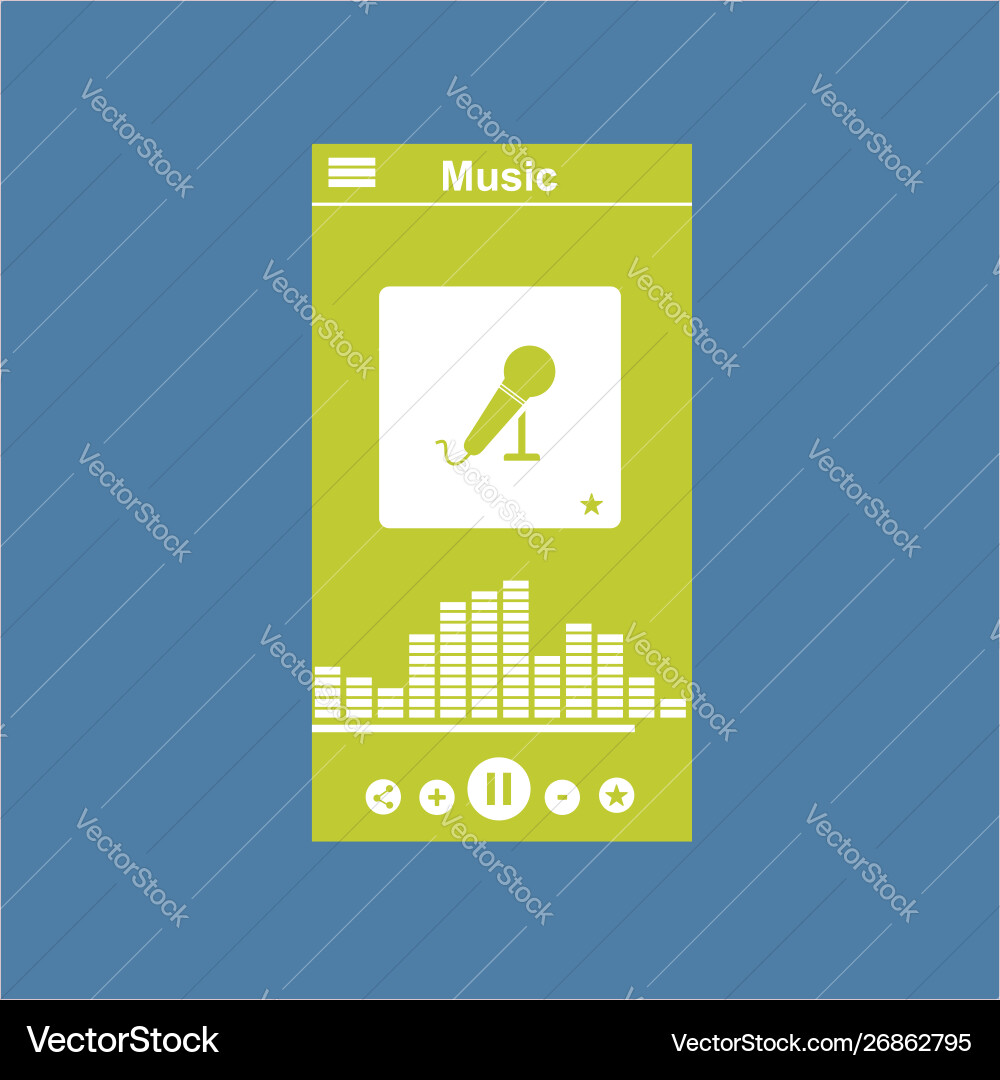 Media player application app template with flat Media player application app template with flat vector image