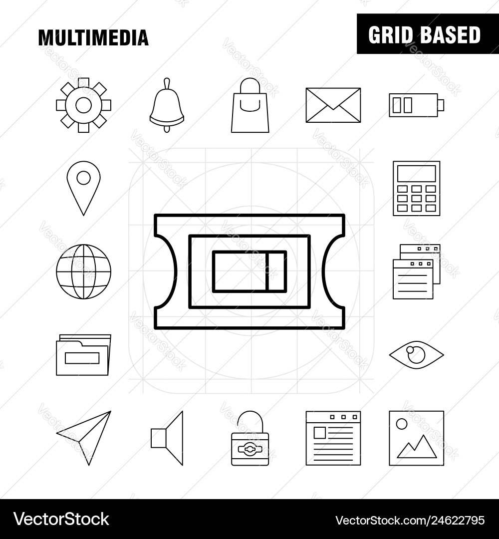 Multimedia line icon for web print and mobile Multimedia line icon for web print and mobile vector image