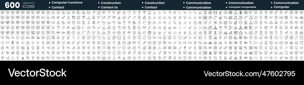 Set of 600 thin line icons in this bundle include vector image