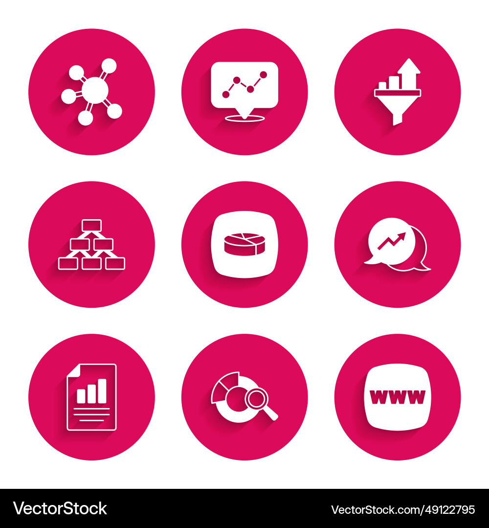 Set pie chart infographic search data analysis vector image