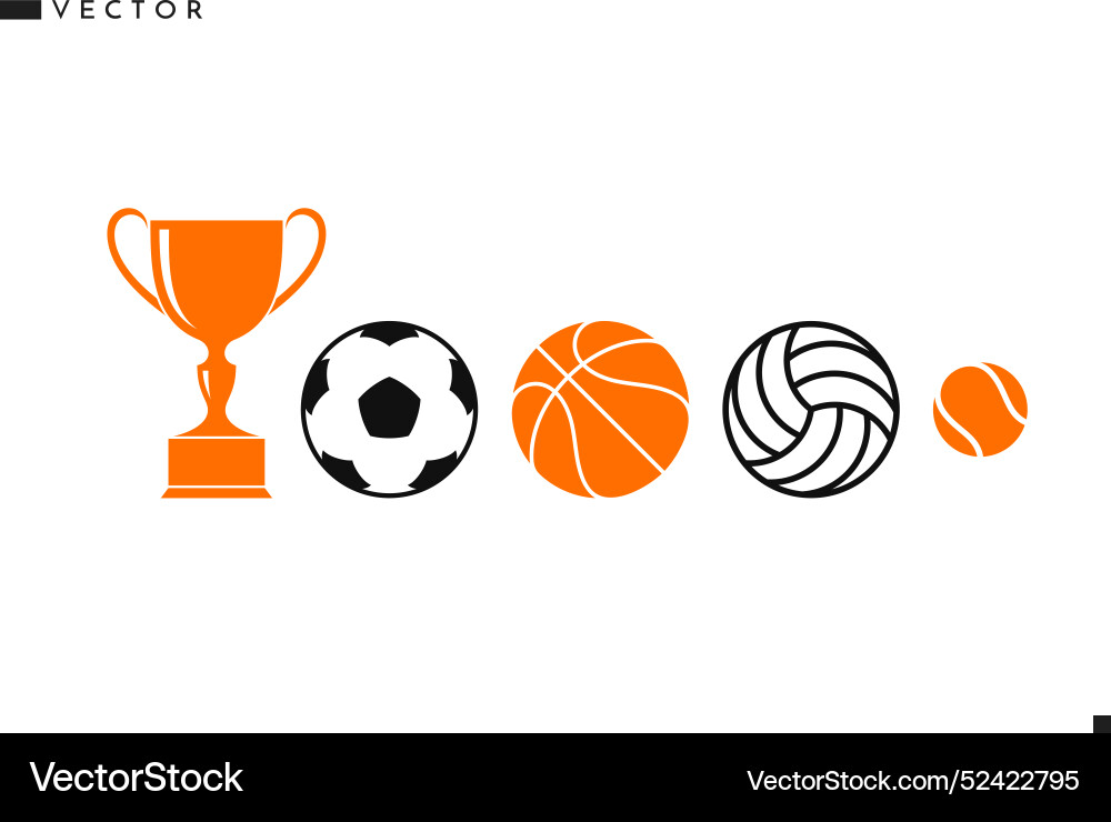 Sports bolls with trophy icon set Vector Image