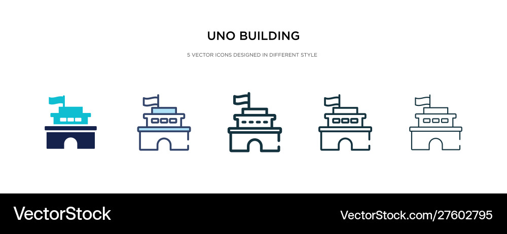 Uno building icon in different style two colored Uno building icon in different style two colored vector image