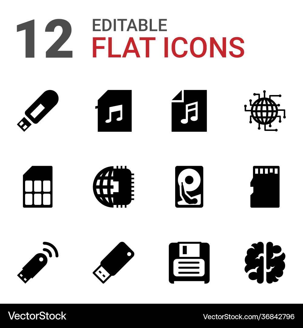 12 memory icons vector image