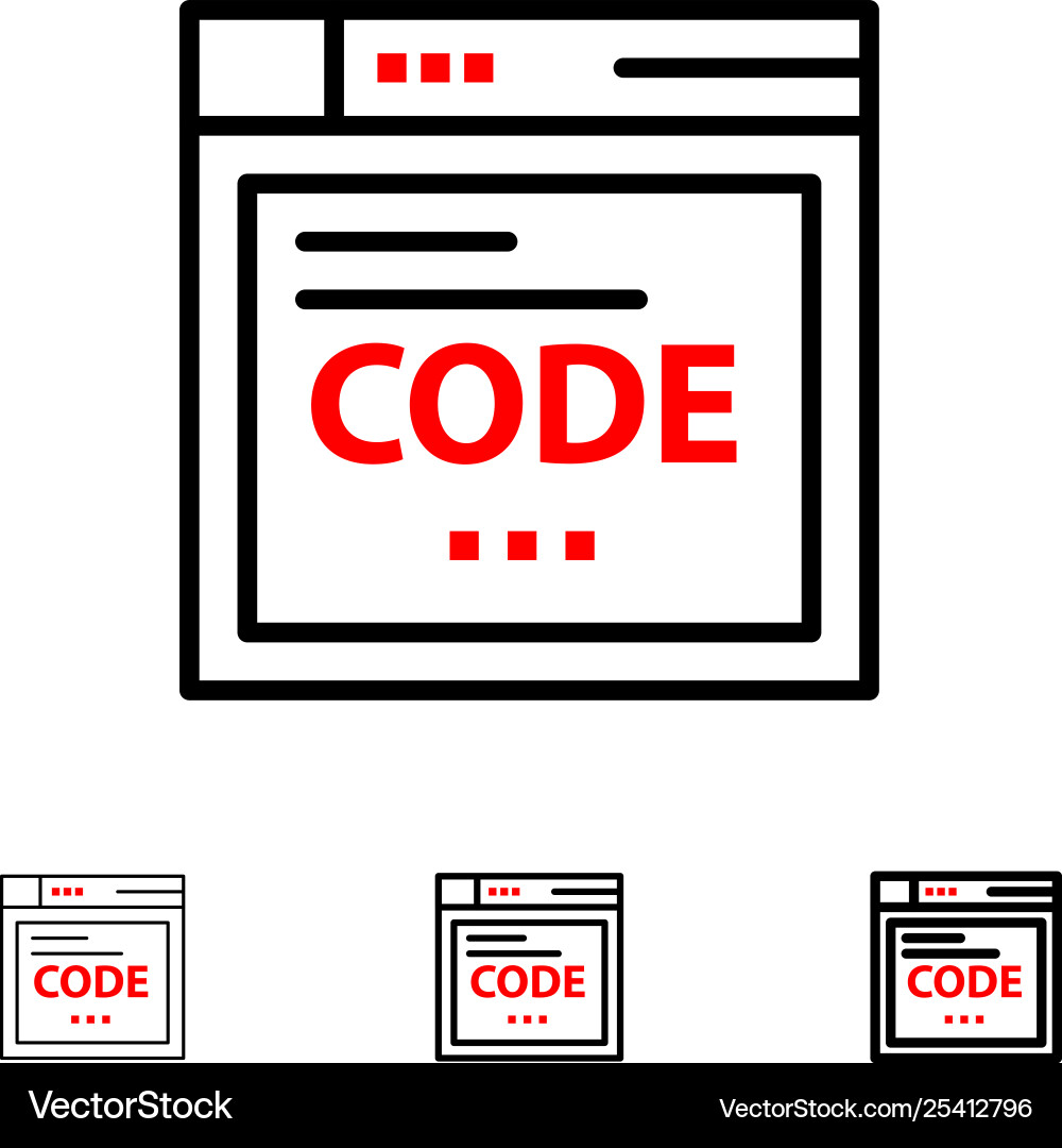 Browser-Internetcode Kodierung fett und dünn schwarz Browser-Internetcode Kodierung fett und dünn schwarz Vektorbild