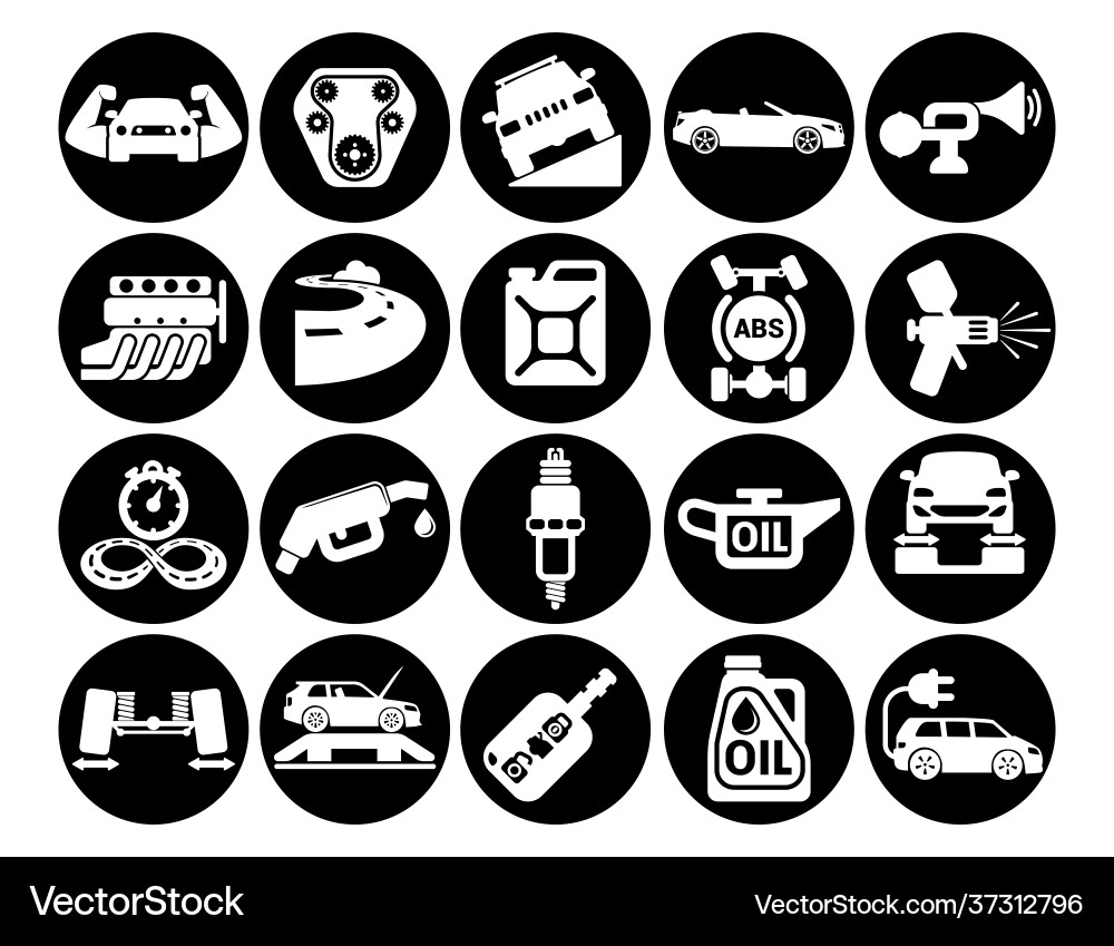 Car icons set for web design and user interface vector image
