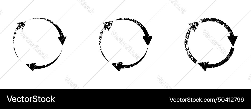 Circular grunge arrow set refresh repeat reuse Circular grunge arrow set refresh repeat reuse vector image
