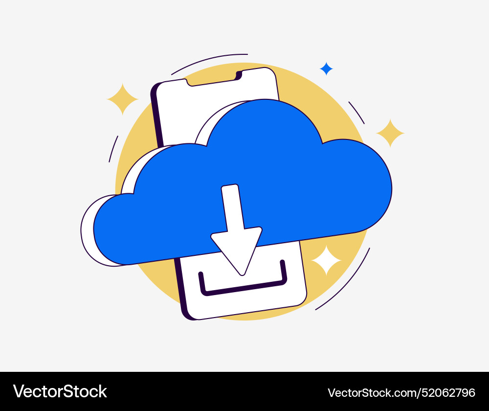 Cloud storage mobile app - data backup file vector image