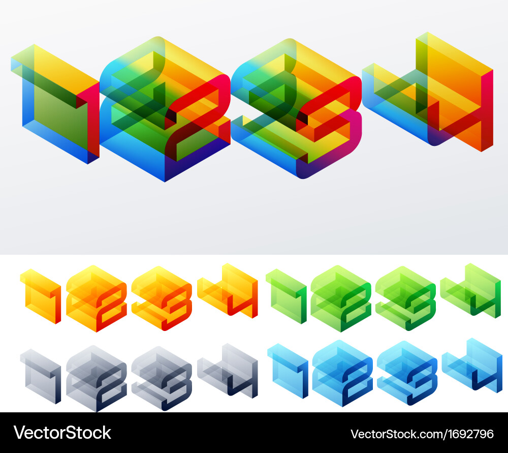 Colored text in isometric view vector image